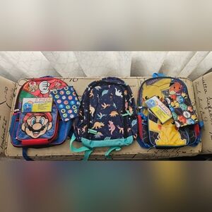 Dinosaur Print Backpack with Teal Accents